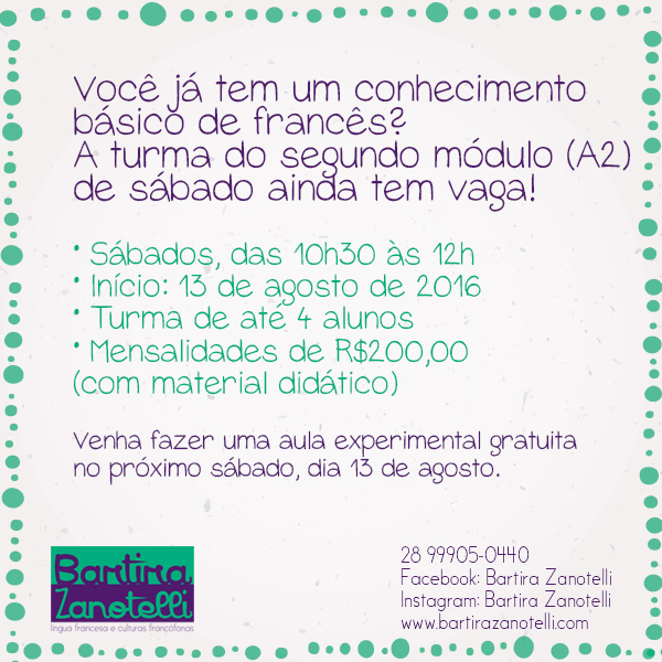 Bartira - Aulas segundo módulo (A2)